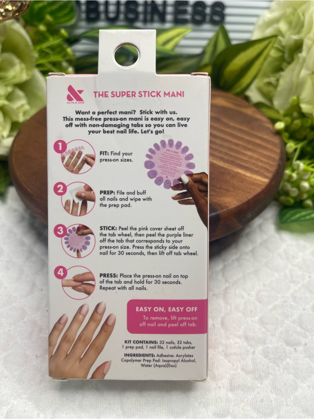 Olive & June Super Stick Mani Organic Swirl Extra Short Press-On Nails Pink - Picture 2 of 2